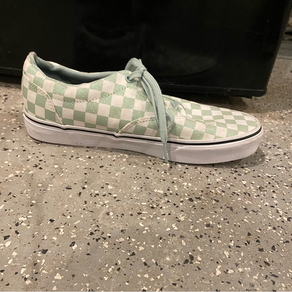 Vans Pastel Green and White Checkered Sneakers - Picture 5 of 7